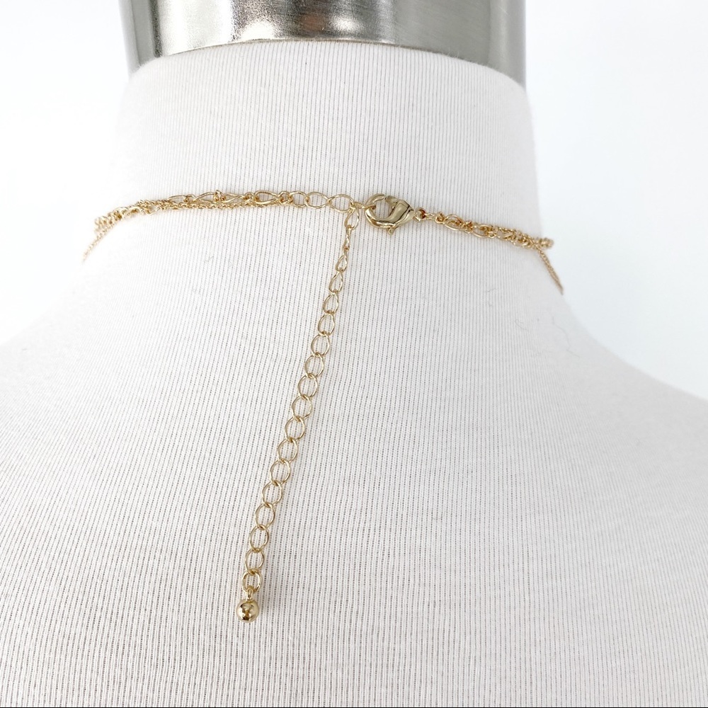 Leia Braids Bezel Crystal Gold Tone Layer Necklace - Picture 5 of 6